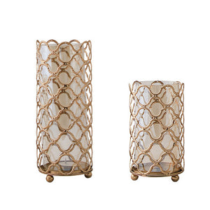 Transform Your Space with the Gold Metal Hollow Glass Flower Vase